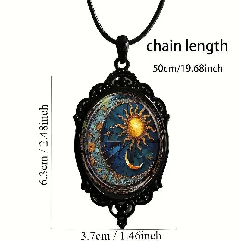 New Retro Gothic Necklace with Sun Moon Stars for Men Women Punk Jewelry Accessories Gift Wholesale