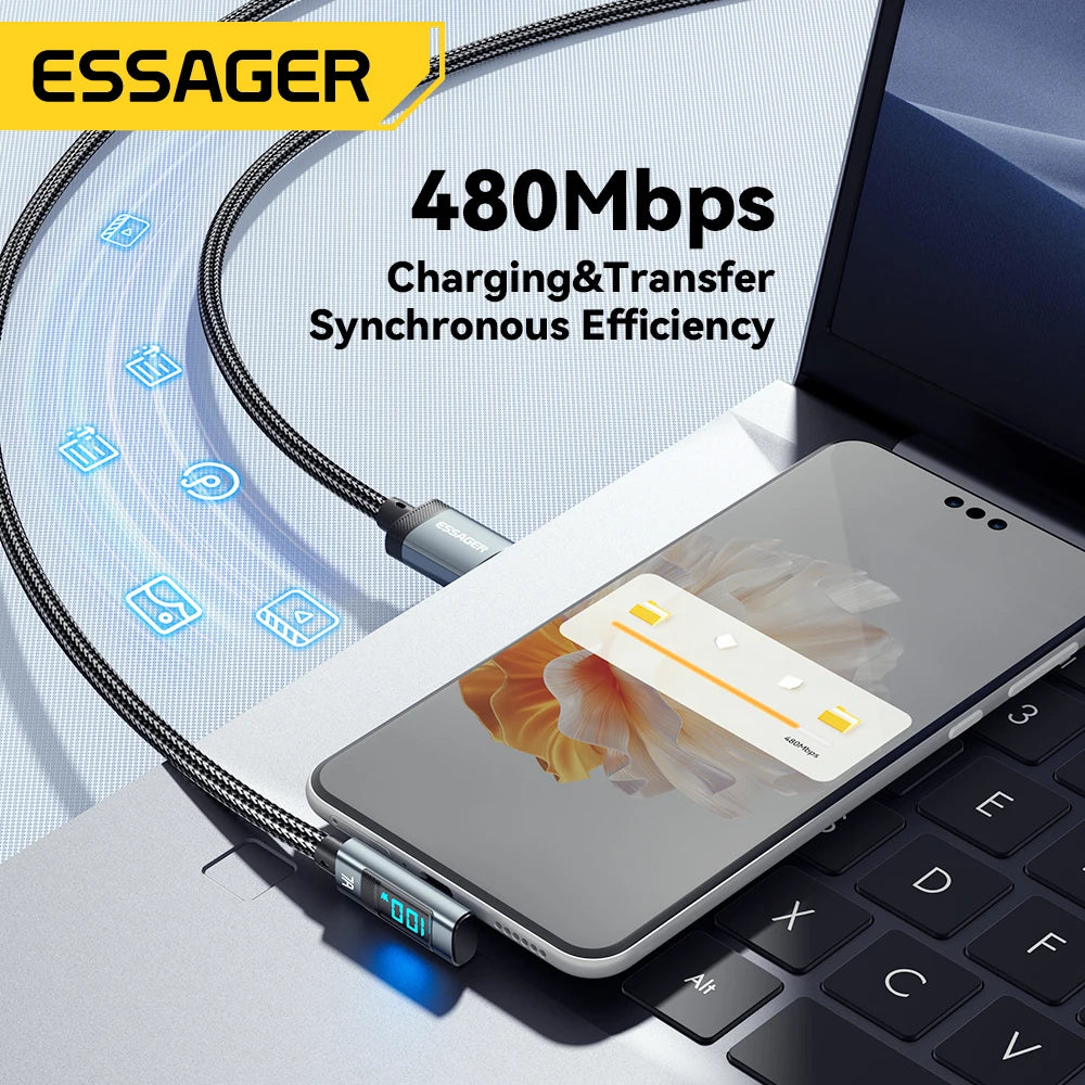 Essager 7A USB Type C Cable to USB C 100W PD Fast Charging