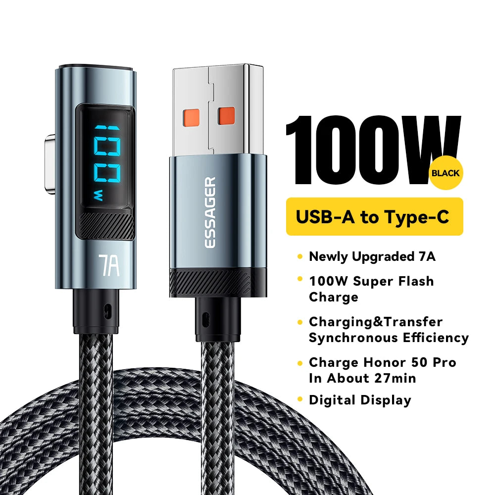 Essager 7A USB Type C Cable to USB C 100W PD Fast Charging